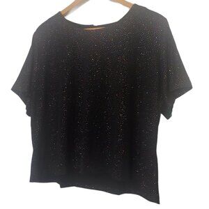 Vintage Anthony Richards Womens 26 P Rainbow Sparkle Shirt Top Stretch Black